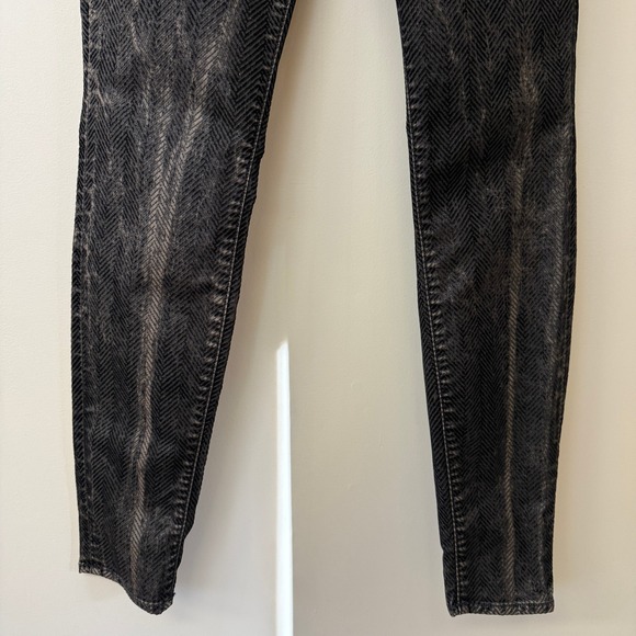 J Brand Women's Black Herringbone Skinny Leg Jeans Size 28 Grunge Goth Indie - Picture 4 of 13